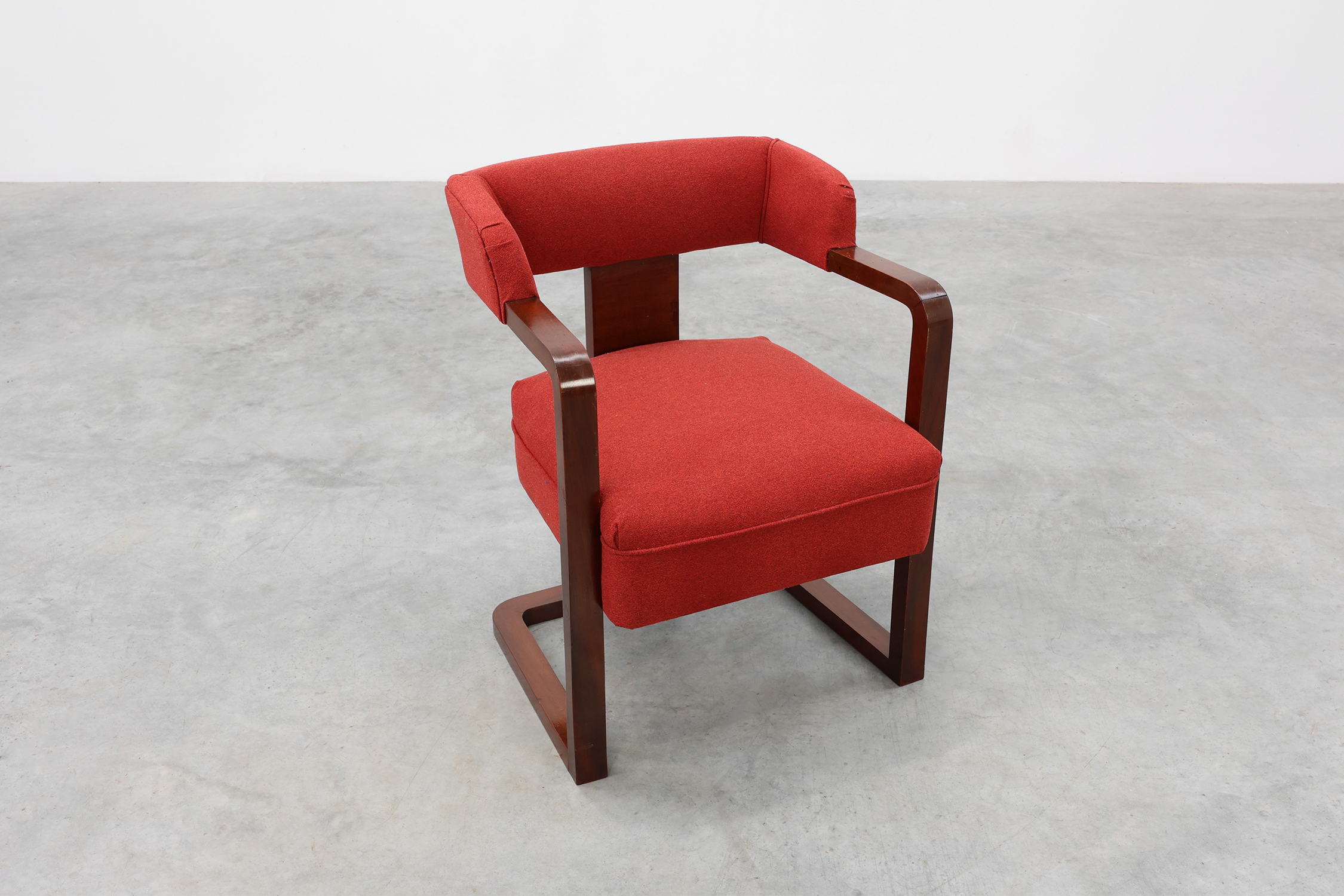 Set of Two Red Reupholstered Art Deco Chairs, Belgium ca. 1920thumbnail